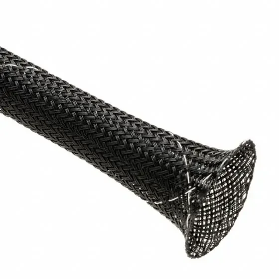 1″ Flexo® Clean Cut Flame Retardant (CCF) Expandable Sleeving – Scissor-cut Braided, Black with White Tracer – Request Quote for Price Best Price