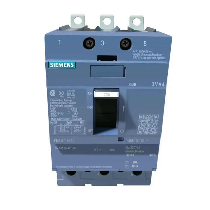 3VA4120-4ED34-0AA0 – Siemens – Molded Case Circuit Breakers – 125 Amp – 3 Pole – 480 Volt Secure Checkout