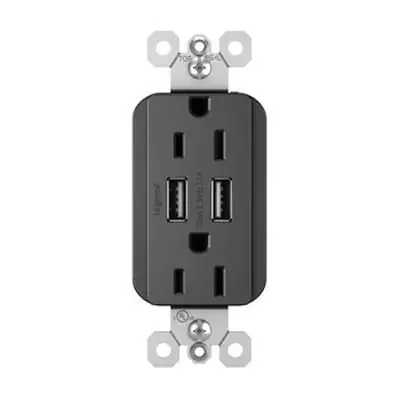 Big Sale Pass & Seymour TM826USBBKCC6 Tamper-Resistant USB Charger With Duplex Receptacle 125-Volt 15-Amp NEMA 5-15R Black Radiant