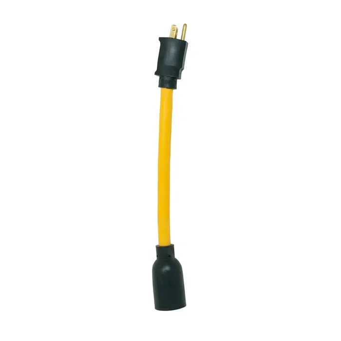 Coleman Cable 90208802 Type STW Straight Blade Adapter Power Cord 12/3 9-Inch Yellow Twist-To-Lock Budget