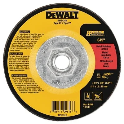 DeWalt DW8424H 4-1/2″ X .045″ X 5/8″ -11 HP CUTOFF WHEEL