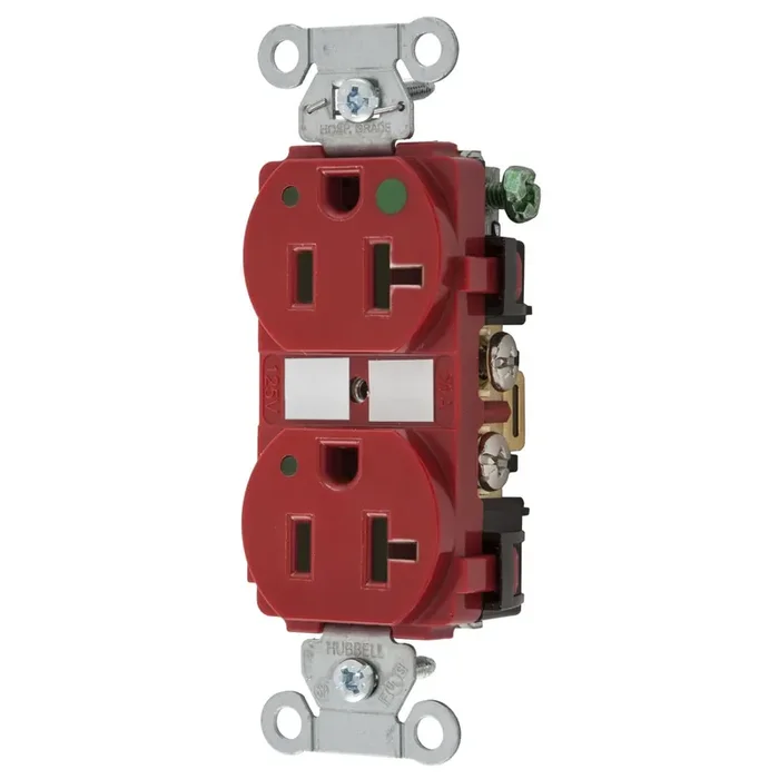 DUPLEX RECEPTACLE HUBW 8300REDL 20A 125V HG RCPT Clearance