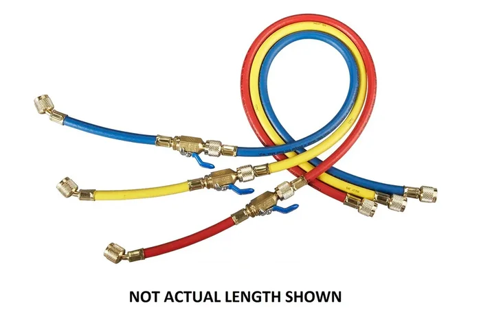 Factory Price Yellow Jacket 96 in. 3-Pak PLUS II 1/4 in. RYB Hoses with FlexFlow Valve – 25988