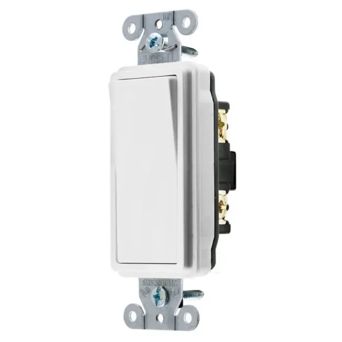 Fan Favorite Hubbell-Wiring DS220W 120 – 277-Volt AC 20-Amp Specification Grade Decorator Switch White Style Line