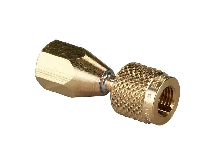 Fan Favorite Yellow Jacket Gauge Quick Coupler with CH14 Adjustable Valve Opener 1/4 in. Female QC Straight x 1/4 in. NPT Female – 19118