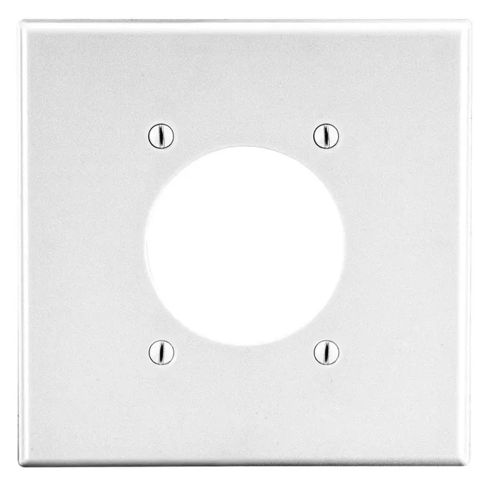 Final Sale Hubbell-Wiring P703W Polycarbonate Thermoplastic Screw Mount Standard Size 2-Gang Wallplate (1) Power Outlet White Kellems®