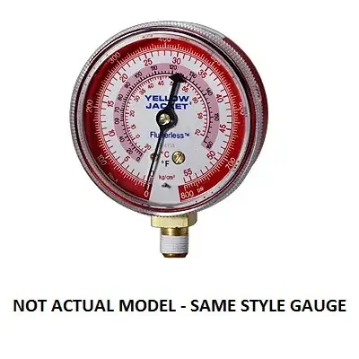 Grab Now Yellow Jacket Class B 2 1/2 in. Red Fahrenheit/Celsius Manifold Pressure Gauge Bar and MPa R-410A – 49053