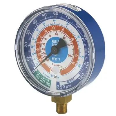 High Quality Yellow Jacket 3-1/8 in. 80mm Dry Manifold Blue Compound Celsius Gauge KPa/PSI R-32/410A – 49110