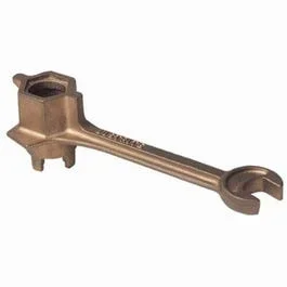 Justrite® 08805 Non-Sparking Drum Bung Wrench, 11 in L, Brass Alloy, Use with 3/4 in and 2 in Bung
