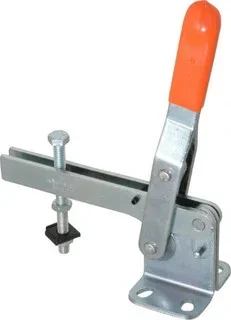 Knu-Vise 400 Lb Holding Capacity, Vertical Handle, Manual Hold Down Toggle Clamp 60° Handle Movement, 100° Bar Opening, U-Bar, Flanged Base, Carbon Steel V-400 – 08106593