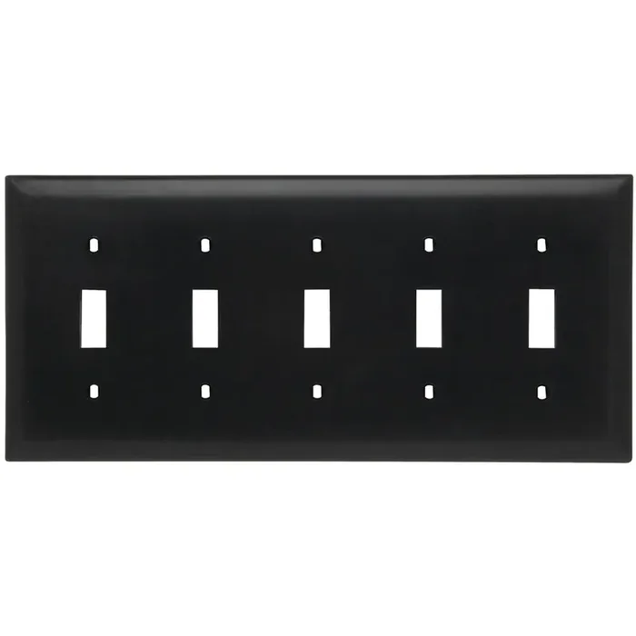 Pass & Seymour TP5-BK Nylon 6 Screw Mount 5-Gang Standard Size Toggle Switch Wallplate Black TradeMaster Special Discount