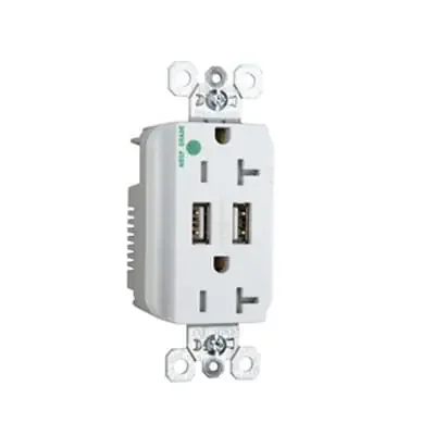 Pass & Seymour TR8300HUSBW Hospital Grade Tamper-Resistant Receptacle With USB Charger 2-Pole 3-Wire 125-Volt AC 20-Amp NEMA 5-20R White Limited Time