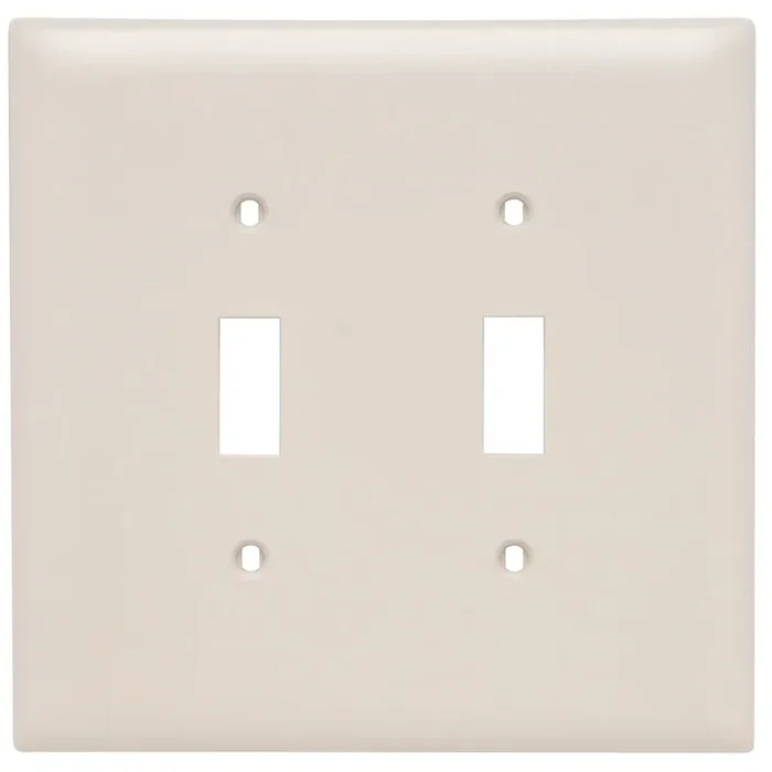 Premium Pass & Seymour TPJ2-LA Nylon Screw Mount Jumbo Size Unbreakable 2-Gang Wallplate 2-Toggle Switch Light Almond TradeMaster