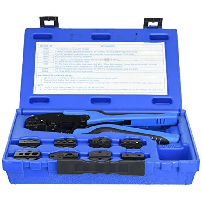 S&G Tool Aid 18980 Ratcheting Terminal Crimping Kit (Quick Change with 9 Die Sets)