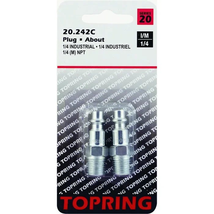 Topring 242C Plug – 1/4″ Industrial, 1/4″ M NPT, Zinc (2-Pack)