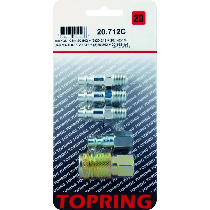 Topring 712C Kit Maxquik – 1/4″ Industrial Coupler & Plug Set, 250 PSI