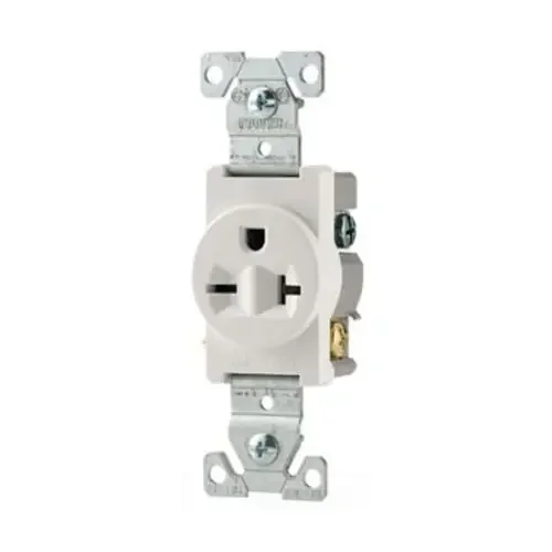 Viral Cooper Wiring Device 1876W-BOX Commercial Grade Chemical-Resistant Impact-Resistant Single Straight Blade Receptacle 250-Volt AC 20-Amp NEMA 6-20R