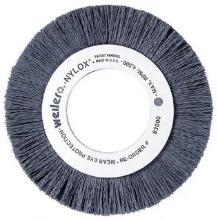 Weiler Abrasives 12″ OD, 3-1/4″ Arbor Hole, Crimped Nylon Wheel Brush 1″ Face Width, 3-5/16″ Trim Length, 0.04″ Filament Diam, 1,800 RPM 97739 – 00291526