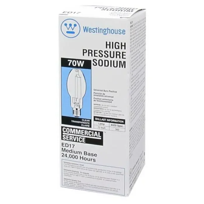 Westinghouse Lighting 3743500 ED17 High Pressure Sodium Lamp 70-Watt E26 Medium Base 6300-Lumens 15 CRI 1900K Limited Offer