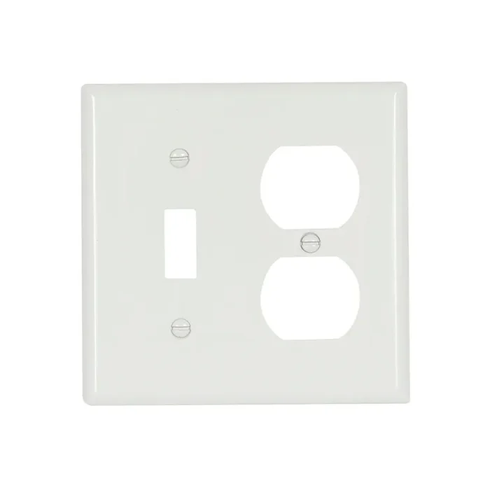 Wholesale Cooper Wiring Device 5138W-BOX Nylon Screw Mount 2-Gang Standard Size Combination Wallplate (1) Duplex Receptacle (1) Toggle Switch White