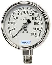WIKA 2-1/2″ Dial, 1/4 Thread, 30-0-300 Scale Range, Pressure Gauge Lower Connection Mount, Accurate to 2-1-2% of Scale 50421573 – 63148480